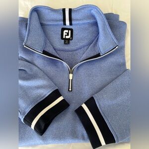 FootJoy Light Blue Quarter Zip Sweater with Navy and White Trim